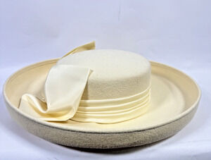 Vintage Joe Bill Miller Cream Wool Hat with Velvet Bow